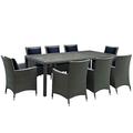 Modway Furniture Sojourn Outdoor Patio Sunbrella Dining Set, Canvas Navy - 9 Piece EEI-2309-CHC-NAV-SET